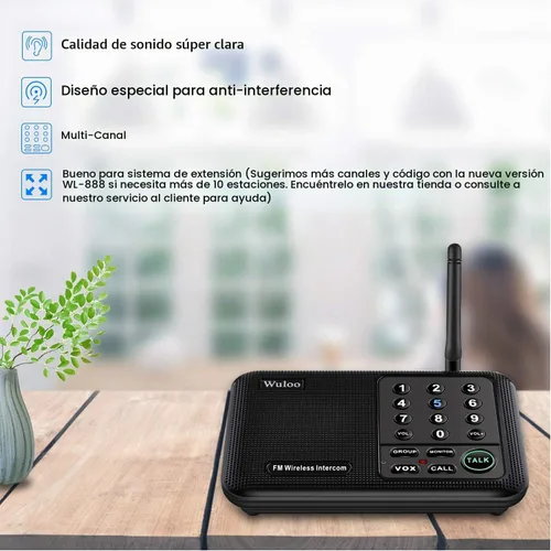 Vista 2 de Wuloo Intercomunicadores inalámbricos para el hogar de 1 milla (5280 pies) Rango 10 - Canal, sistema de intercomunicación inalámbrico para el hogar