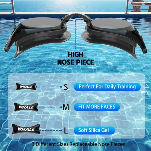 Vista 6 de Whale swim goggles HD Anti-fog Swimming Goggles Adults/Youths Both Suitable