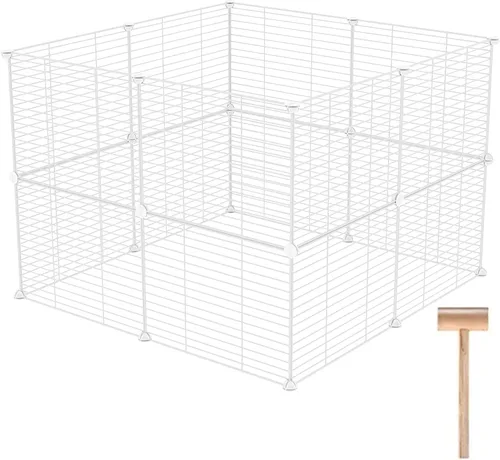 Vista 7 de C&AHOME Corralito para mascotas, suministros para animales pequeños, 12 paneles de jaula de corrales de ejercicio, rejillas C, valla portátil