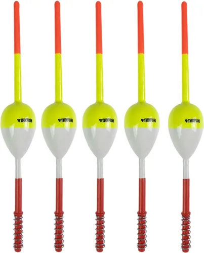 Vista 11 de THKFISH Flotadores de pesca y bobbers flotadores de madera de balsa, bobbers de resorte con bobbers ovalados para peces de panfish crappie, Walleyes
