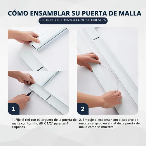 Vista 5 de K.D. Kit de puerta mosquitera corrediza de aluminio estándar para patio, marco de 1-7/8 pulgadas (30'' x 80'' blanco) a prueba de mosquitos
