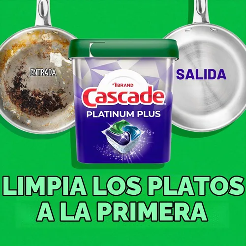 Vista 5 de Cascade Platinum Plus cápsulas para lavavajillas, detergente para platos, aroma limpio a limón, 62