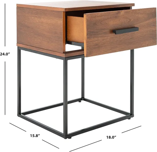 Vista 3 de Safavieh Home Collection NST5005A - Mesita de noche con 1 cajón, color marrón marquesa