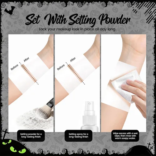 Vista 5 de White Face Paint Stick for Halloween, Skeleton Makeup Stick with Brush, White Face & Body Paint for Skull, Ghost Costume Makeup, Halloween Party