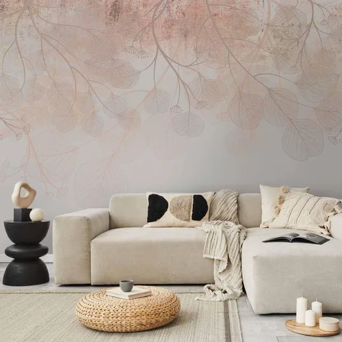 Vista 2 de artgeist Mural de pared Hojas 135 x 101 pulgadas - Papel tapiz autoadhesivo extraíble de gran tamaño para decoración de pared, mural de diseño de #24