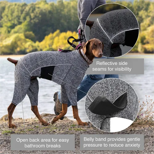 Vista 3 de Kurgo Stowe - Capa base - Ropa cómoda para mascotas para clima frío - Ajuste cómodo y transpirable - Peto para perros con doble cremallera