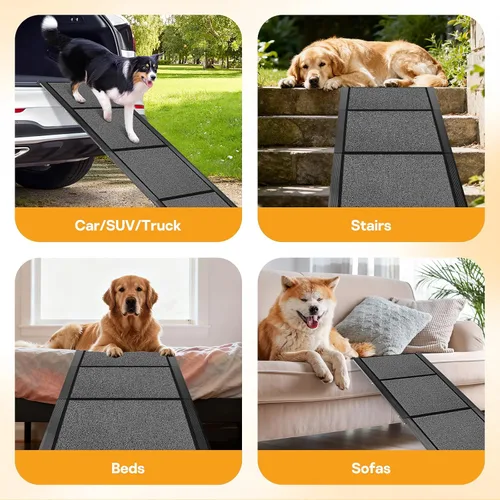 Vista 7 de Rampa para perros de 67 x 17 pulgadas, rampa para perros para automóvil, rampas plegables para mascotas, escaleras para perros de hasta 250 libras
