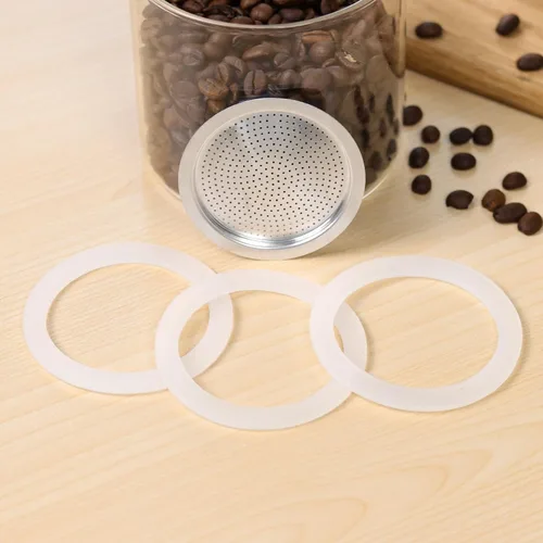Vista 6 de Sivaphe 3 tazas Moka Pot piezas de repuesto infusor para estufa italiana de aluminio, cafetera expreso, 1 filtro y 3 sellos de junta de silicona