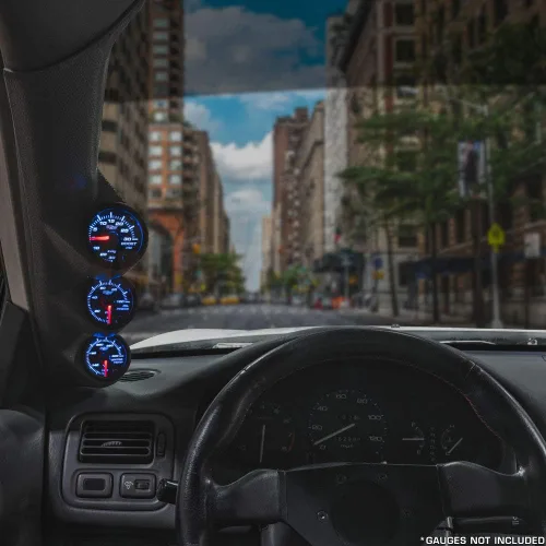 Vista 2 de GlowShift Cápsula gris de triple pilar compatible con Mitsubishi Lancer Evolution Evo 8 2003-2007 - Recorte de altavoz de pilar A - Color de fábrica