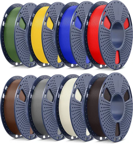 Vista 10 de SUNLU - Paquete de filamento PLA de 8.82 oz, 0.07 in, filamento multicolor Pla carrete - negro+claro+claro (rojo+verde+azul+amarillo+púrpura+naranja)