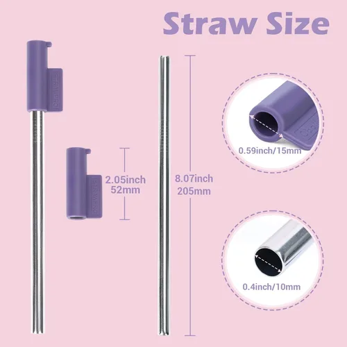 Vista 2 de Jetstop Kit de popote compatible con Brumate Era de 40 onzas, 2 popotes de acero inoxidable con conectores de popote de silicona, anillos de sellado