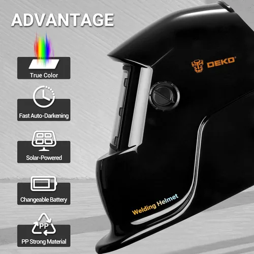 Vista 4 de Casco de soldadura oscurecimiento automático: DEKORPO Verdadero Color Solar Powered Auto Oscurecimiento Soldador Máscara Capucha Cascos