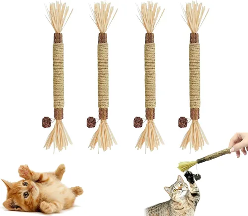 Vista 9 de 10 palitos de vid plateada para gatos, juguetes para masticar gatos, palitos de plata naturales, juguete interactivo para limpieza de dientes