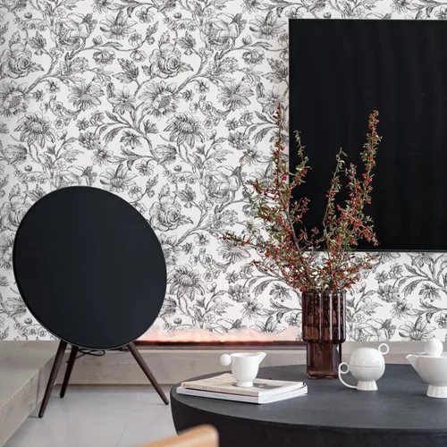 Vista 2 de Cohoo Home Papel tapiz floral en blanco y negro, papel de contacto para armarios y cajones, papel de contacto floral de girasol, autoadhesivo