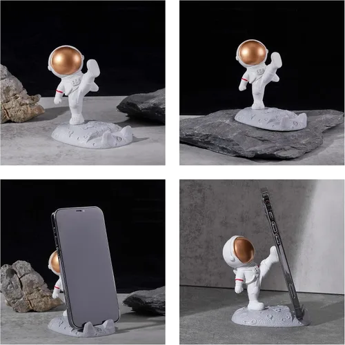 Vista 4 de Soporte de teléfono celular astronauta creativo Spaceman para adornos de escritorio, pierna pateada
