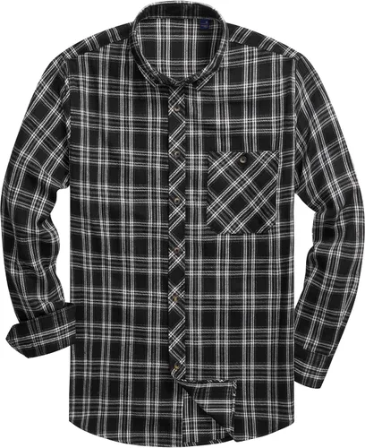 Vista 17 de Lion Nardo Camisas de Franela a Cuadros para Hombre de Manga Larga Camisas de Vestir para Hombre Casuales con Botones Abajo Tallas Grandes