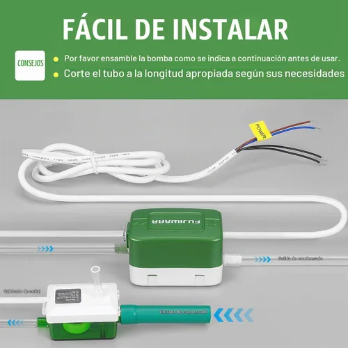 Vista 4 de FUJIWARA Bomba de condensado, mini bomba silenciosa de eliminación automática de drenaje de condensación, para HVAC, aire acondicionado