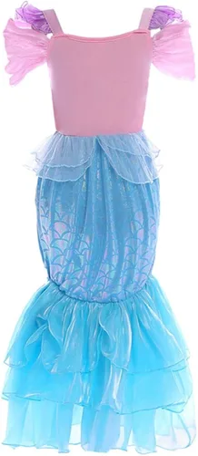 Vista 3 de MYRISAM Disfraz de sirena para niñas disfraz de princesa Halloween Navidad fiesta de cumpleaños desfile de tul con accesorios