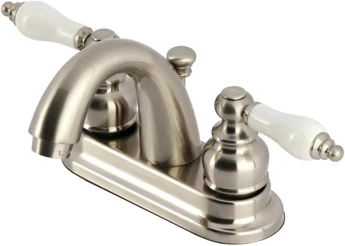 Vista 3 de Kingston Brass KB5613PL Restoration Grifo de baño centerset de 4 pulgadas, latón antiguo