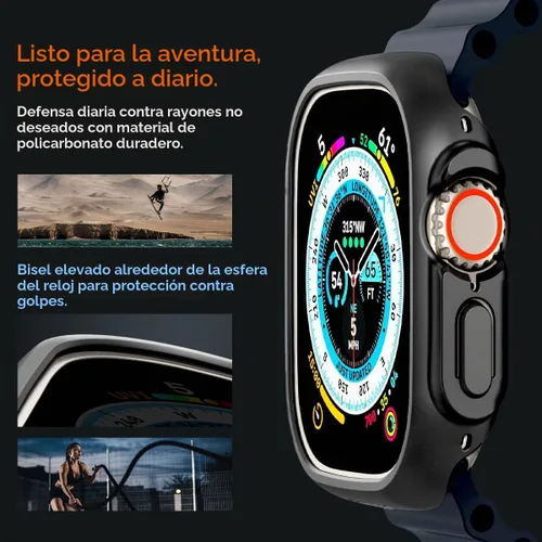 Vista 5 de Spigen Funda delgada para Apple Watch Ultra 3/2/1 de 1.929 in Cubierta protectora ligera delgada de la PC resistente a los arañazos - Negro