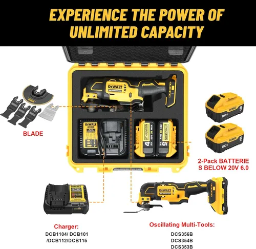 Vista 2 de Funda para multiherramienta oscilante Dewalt - Compatible con DCS356B DCS354B DCS353B, caja de herramientas protectora resistente