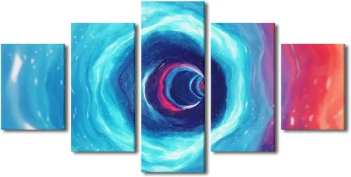 Vista 94 de Pintura en lienzo colorida para sala de estar, 5 paneles, impresiones abstractas sobre lienzo, arte de pared para sala de estar, dormitorio