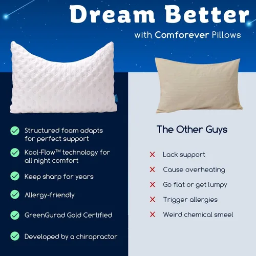 Vista 6 de KUCEY - Almohada refrescante para dormir lateral para dolor de cuello y hombros, almohadas de cama curvas de espuma viscoelástica triturada de lujo