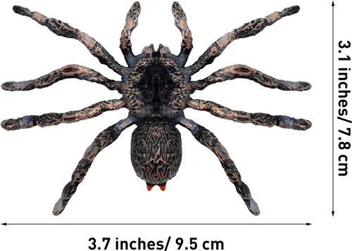 Vista 2 de Skylety 4 piezas realista araña gigante falsa modelo de acción de plástico animal tarántula, juguete educativo realista para niñas y niños