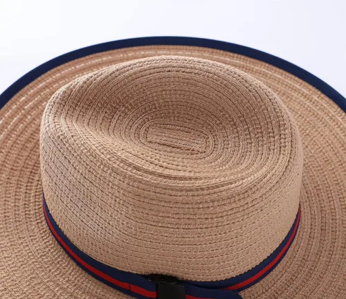 Vista 4 de Connectyle Sombrero de sol Fedora para niños pequeños, sombrero de Panamá de ala ancha, sombrero de playa de verano