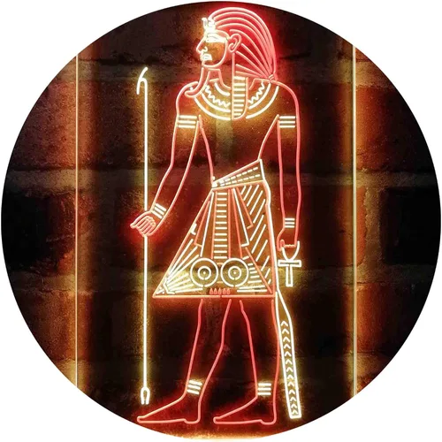 Vista 10 de ADVPRO Pirámides egipcias Antiguo Egipto Menes Faraón Hombre Dual Color LED Neon Sign Azul y Rojo 8 x 12 pulgadas st6s23-i4050-br
