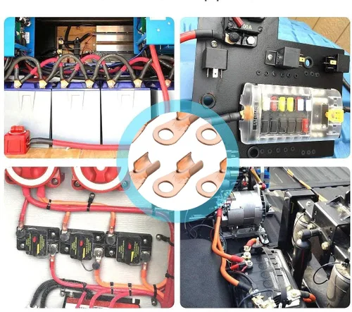 Vista 6 de Fielect 100 Uds. Terminales de cable de batería de alambre de cobre abierto OT-10A, terminales de anillo de crimpado, conectores de orificio