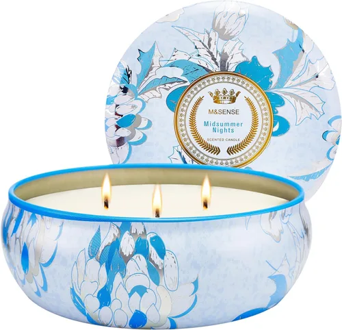 Vista 117 de M&SENSE Velas aromáticas de bayas cítricas, vela grande de lata de soja de 3 mechas, más de 40 horas de tiempo de combustión, cera vegana 100%