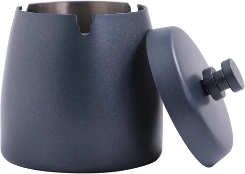 Vista 13 de Cenicero pequeño para exteriores con tapa para cigarrillos, cenicero de acero inoxidable sin humo, ceniceros a prueba de olores y viento para patio
