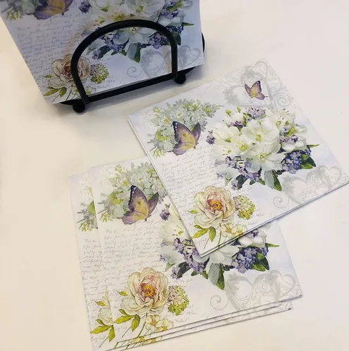 Vista 7 de Servilletas florales para el día de la madre, 20 unidades, 13 x 13 pulgadas, diseño floral, papel de San Valentín, decorativo, floral, almuerzo