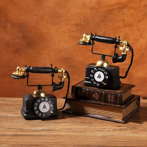 Vista 5 de Eforcase Teléfonos retro creativos decorativos modelo de teléfono decoración de pared de teléfono, decoración de teléfono giratorio de resina
