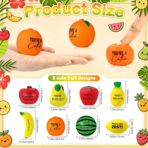 Vista 2 de Outus Bolas de estrés de frutas a granel, bolas inspiradoras para apretar para el regreso a clases, regalo para estudiantes para profesores