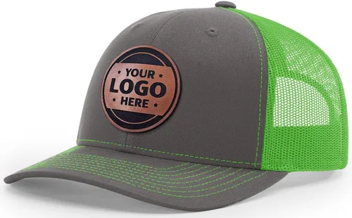 Vista 13 de Sombrero de parche de cuero de camionero personalizado grabado con láser