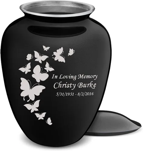 Vista 10 de Geturns Embrace Pequeñas Urnas Personalizadas de Mariposa para Cremación de Cenizas Humanas Urnas Funerarias Negras para Hombres y Mujeres 20 kg