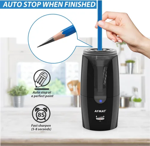 Vista 5 de AFMAT - Sacapuntas recargable de punta larga para artista, afilado rápido y parada automática, 8-17 mm de punta larga, sacapuntas eléctrico