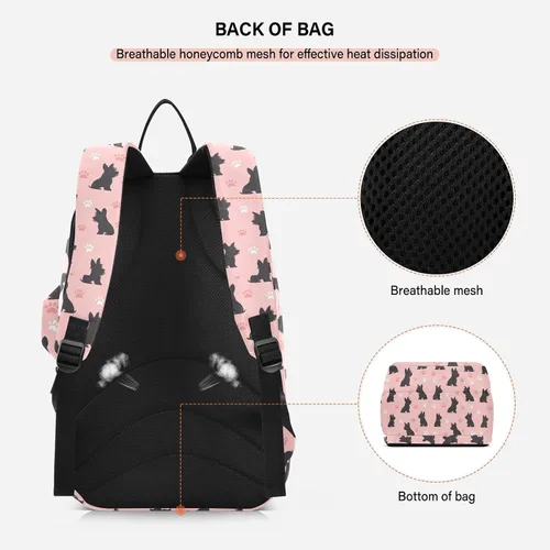 Vista 4 de Tennis Sport Bag for Women Waterproof Black Scottish Terrier Paw Peach 2 Rackets Tennis Racket Cover Bag Gym Bag for Tennis, Badminton, Pickleball