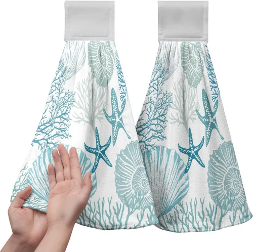 Vista 22 de Honey Bee - Juego de 2 toallas colgantes de cocina de verano con lunares y lazo para colgar, toallas de cocina de granja amarillas, suaves