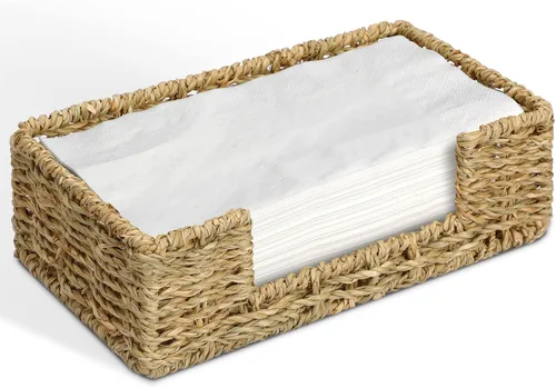 Vista 8 de Graciadeco Servilletero de Ratán para Mesa, Bandeja Cuadrada de Hierba Marina para Servilletas de Papel Cocina Restaurante Cena Cestas de Mimbre