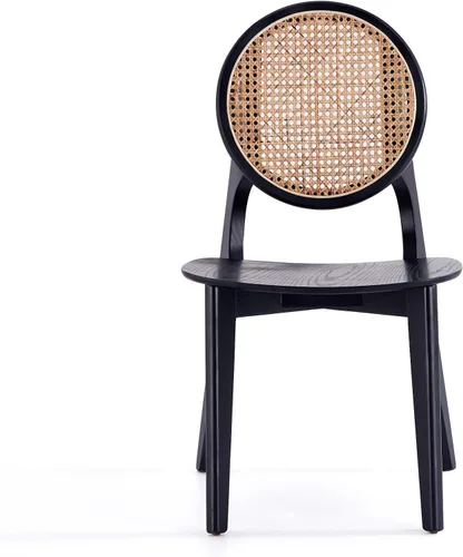 Vista 4 de Manhattan Comfort Versalles - Silla de comedor de ratán, respaldo redondo de mimbre con marco de madera maciza de fresno, sillas totalmente