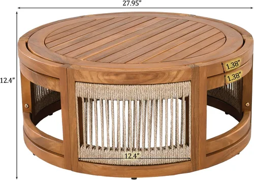 Vista 19 de Christopher Knight Home Nesbit - Juego de muebles de patio de 8 plazas con cojín extraíble, juego de conversación de madera de acacia