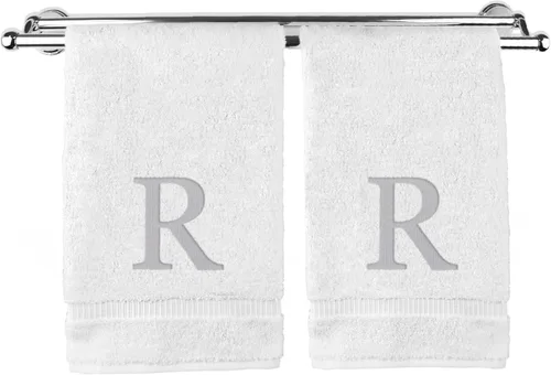 Vista 57 de Toalla de mano monogramada, regalo personalizado, juego de 2 - Toalla bordada con letra de bloque dorada - Extra absorbente 100% algodón turco