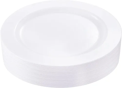 Vista 11 de bUCLA 30 platos de plástico transparente desechables, platos de plástico transparente resistentes de 10.25 pulgadas para fiestas y bodas