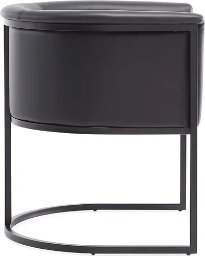Vista 5 de Manhattan Comfort Bali - Silla de comedor de piel sintética, diseño Art Deco moderno con silueta escultórica, marco de metal, cojines acolchados