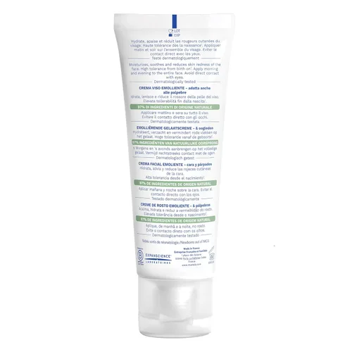 Vista 3 de Mustela Stelatopia Eczema - Crema facial emoliente para la piel del bebé, hidratante facial con aguacate natural y aceite de girasol, sin fragancia