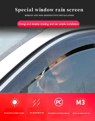 Vista 2 de ZABEES Deflectores de viento de coche de acero inoxidable para ventana, protector de lluvia, deflector de parasol, compatible con KIA Cerato