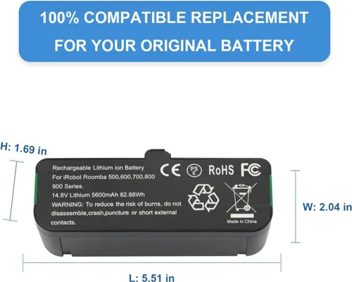 Vista 6 de MULS Batería de repuesto de 5600mAh para iRobot Roomba 960 980 981 970 966 965 900 895 891 890 877 860 850 805 801 800 700 696 695 691 6991 699 0